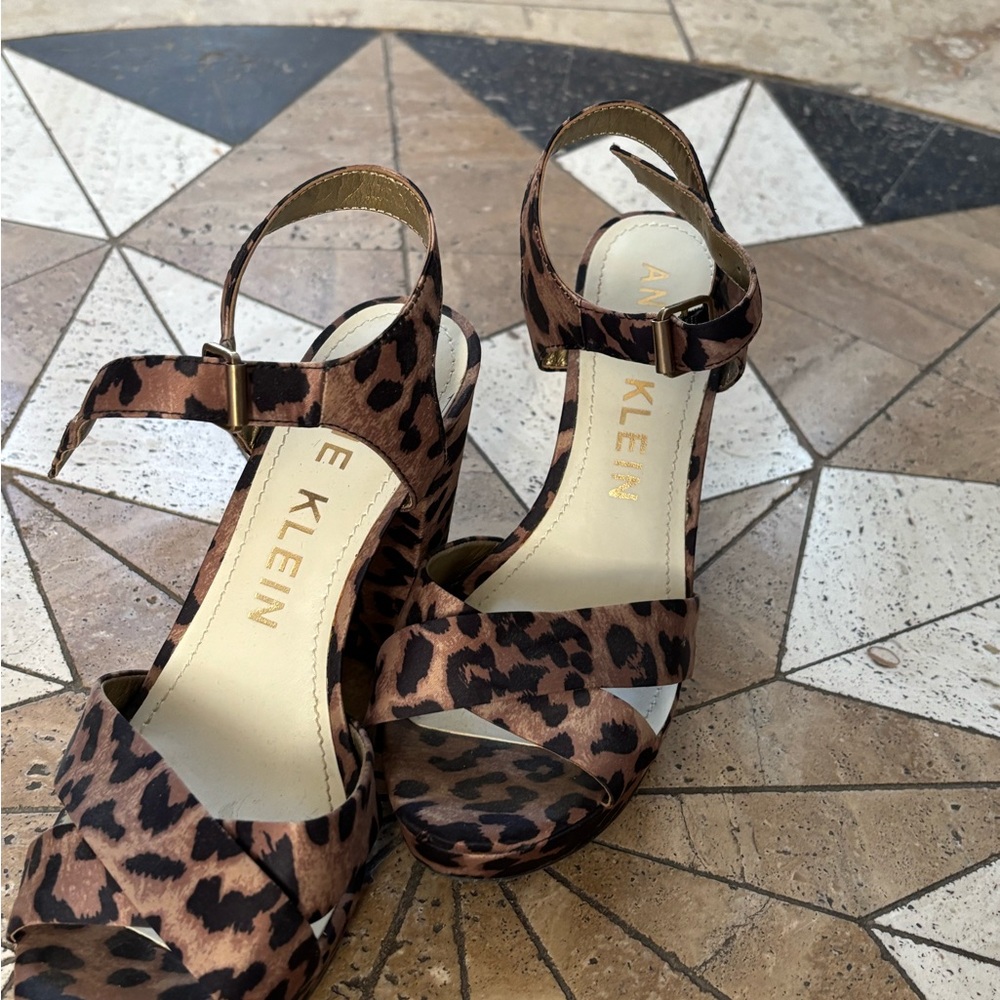 Anne Klein Brown Leopard Women's Sandals